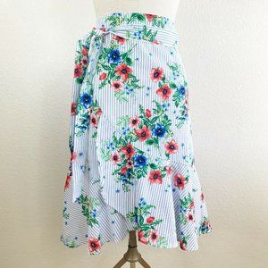 Meg & Margot NWT L Floral & Stripe Ruffle Skirt